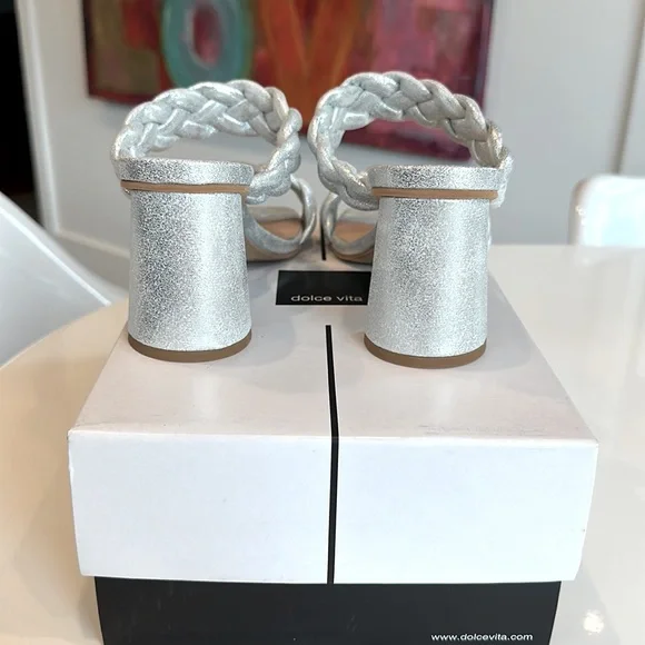 Dolce Vita Paily Silver Metallic Stella Block Heels 6.5 NEW!! - Picture 4 of 6